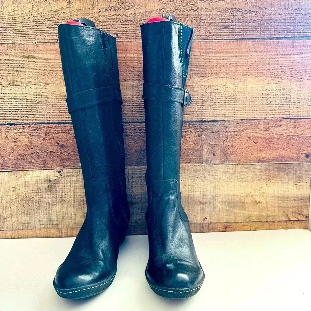Alpe Made in Spain Leather Knee High Wedged Boots